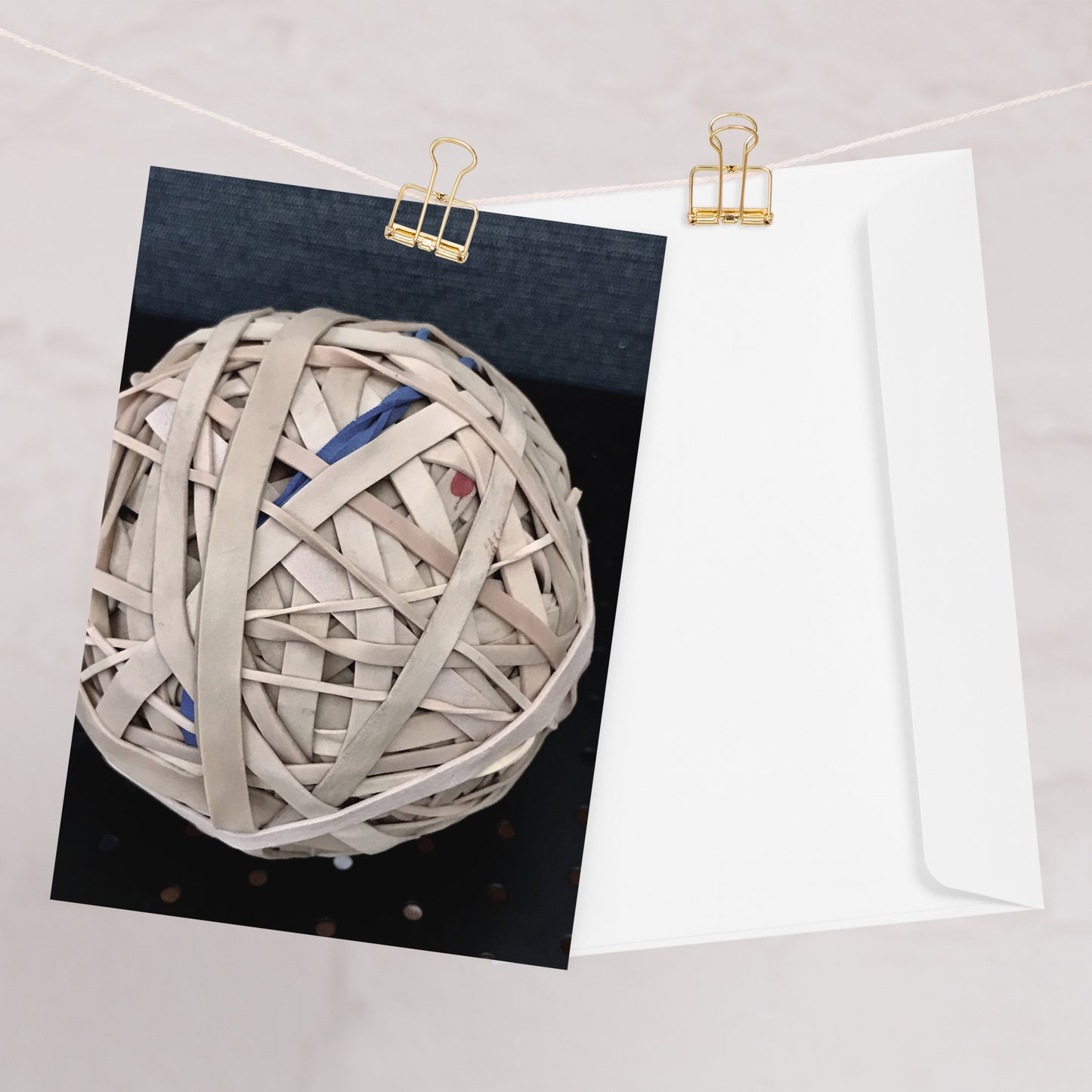 Rubber band ball card